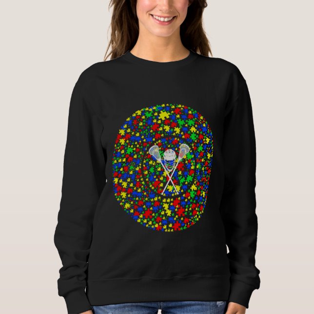 Sudadera Gracioso Lacrosse Autismo Conciencia Coincidencia  (Anverso)