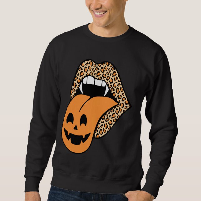 Sudadera Gracioso Leopard Lips Brompkin Gráfico Hallween T  (Anverso)