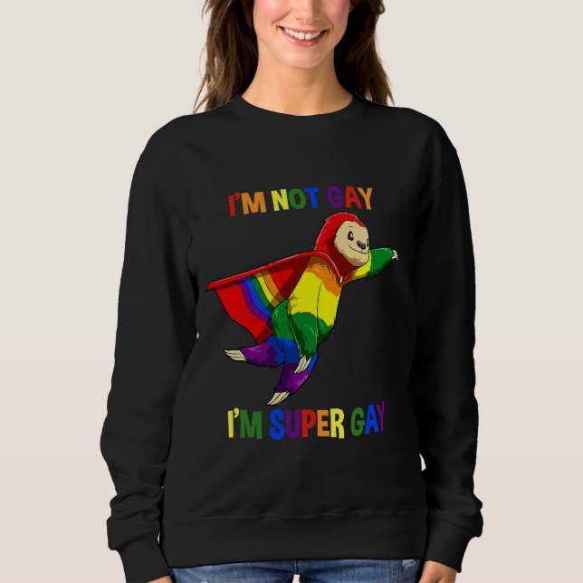 Sudadera Gracioso Lgbtq Super Gay Sloth (Anverso)