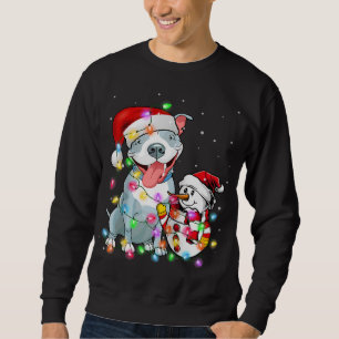 Sudadera Gracioso Navidad de Perro Pitbull Tee Snowman Xmas
