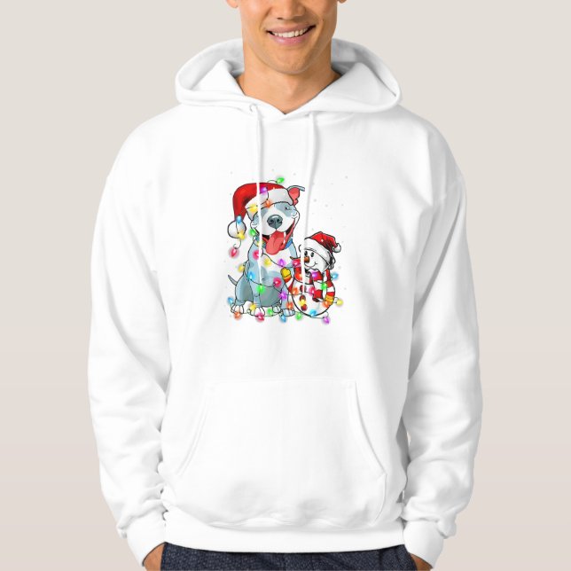 Sudadera Gracioso Navidad de Perro Pitbull Tee Snowman Xmas (Anverso)