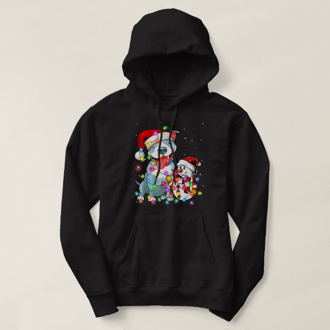 Sudadera Gracioso Navidad de Perro Pitbull Tee Snowman Xmas (Diseño del anverso)