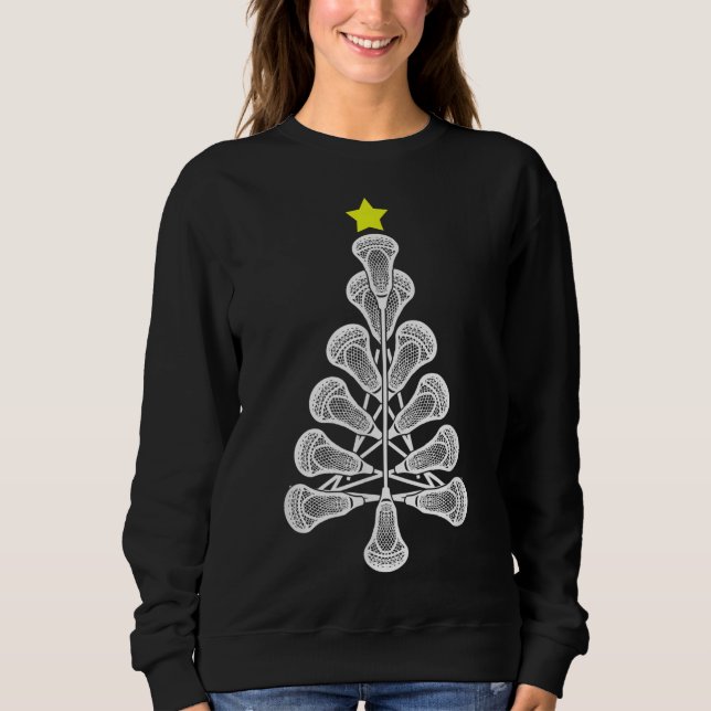 Sudadera Gracioso Navidad Lacrosse Tree Lacrosse Player Gif (Anverso)