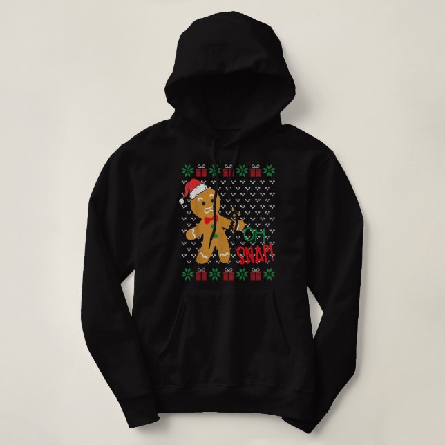 Sudadera Gracioso Oh Snap Gingerbread Man Broken Arm Ugly C (Diseño del anverso)