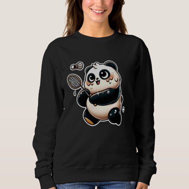 Sudadera Gracioso Panda Jugando Ejercicio Deportivo De Badm (Anverso)
