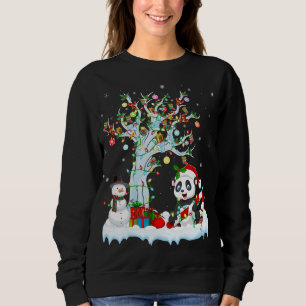 Sudadera Gracioso Panda Xmas Tree iluminando Santa Hat Pand
