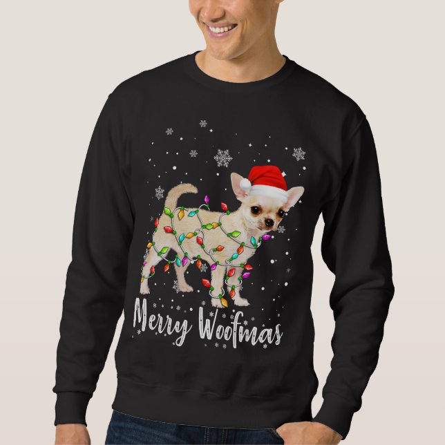 Sudadera Gracioso perro chihuahua enciende melena navidad (Anverso)