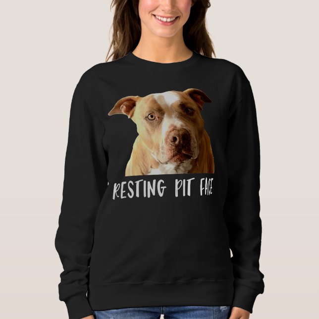 Sudadera Gracioso perro de Pitbull Resting Pit Face (Anverso)