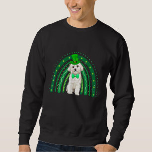 Sudadera Gracioso perro maltés verde arcoiris feliz St Patr