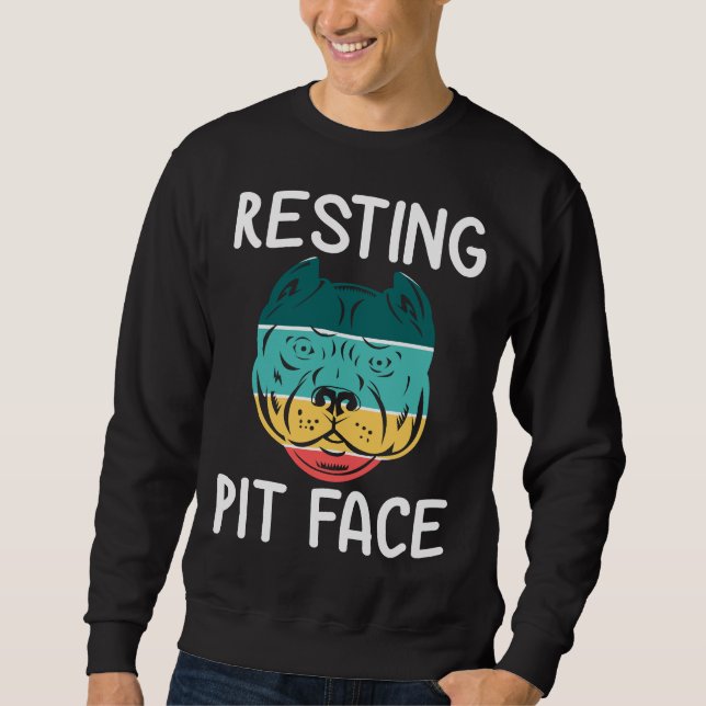 Sudadera Gracioso perro Pitbull Resting Pit Face Vintage (Anverso)