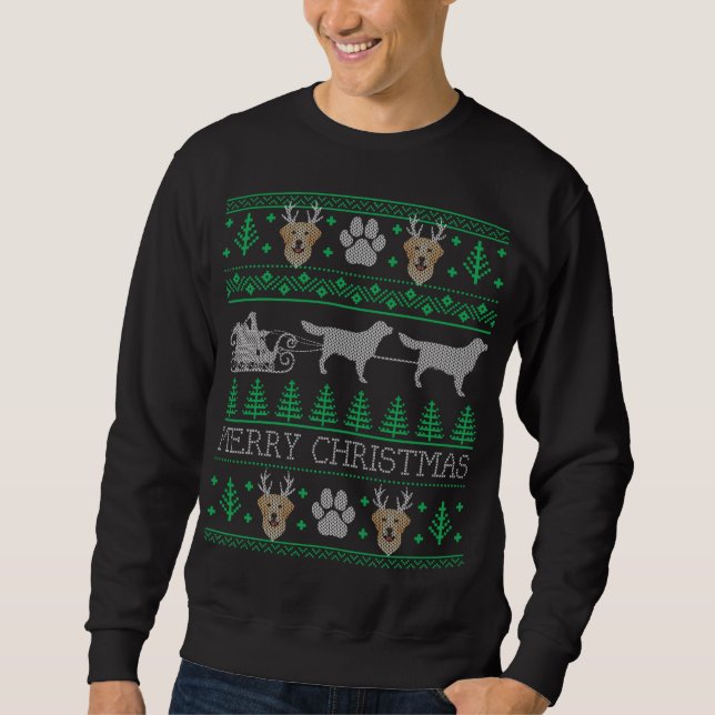 Sudadera Gracioso perro recuperador de labrador ama a Navid (Anverso)