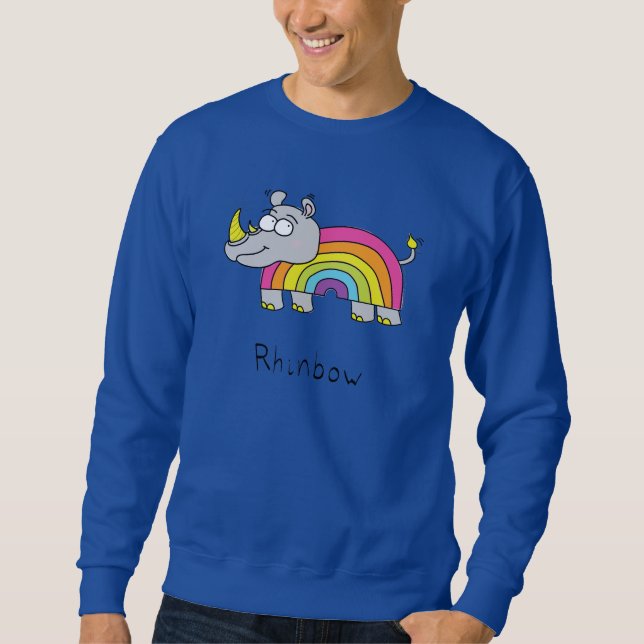 Sudadera Gracioso Personalizado Rhino Arcoiris Cute Niños (Anverso)