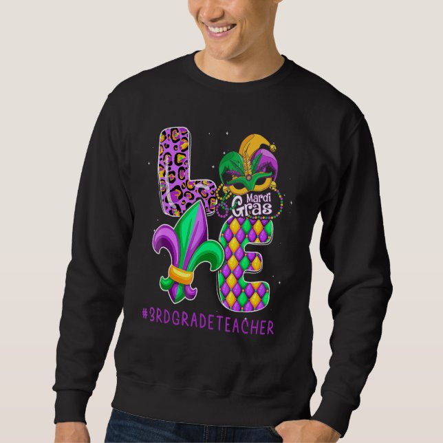 Sudadera Gracioso profesor de tercer grado Mardi Gras (Anverso)