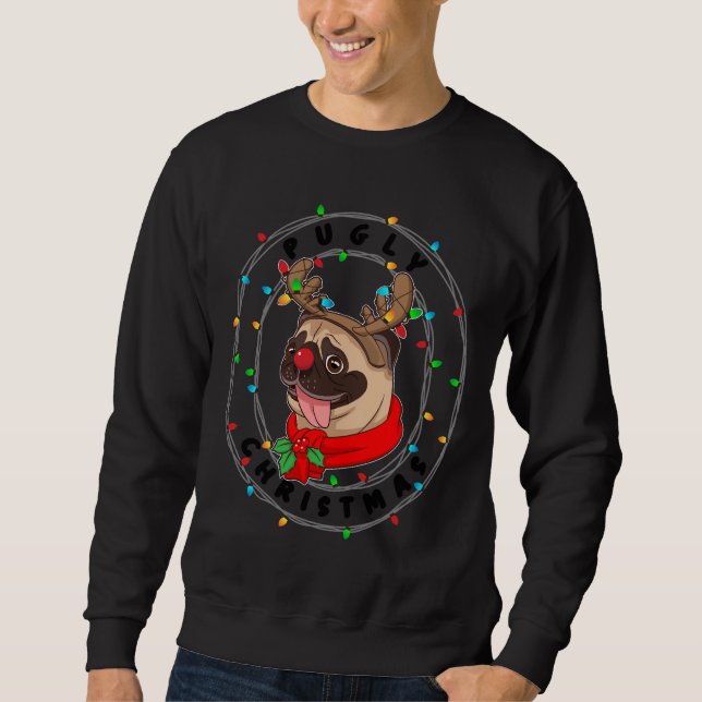 Sudadera Gracioso pug Guay Pugly Navidades disfraces relaja (Anverso)