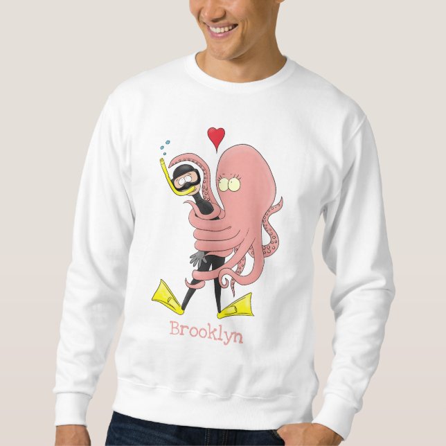 Sudadera Gracioso pulpo abrazos buceo humor personalizado (Anverso)