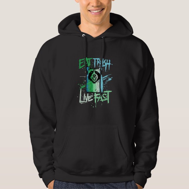 Sudadera Gracioso Racoon Gift Comer Trash Live Fast (Anverso)