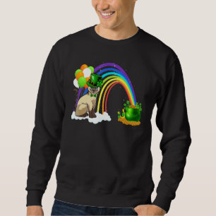 Sudadera Gracioso Rainbow Irish Leprechaun Siamese Cat St P
