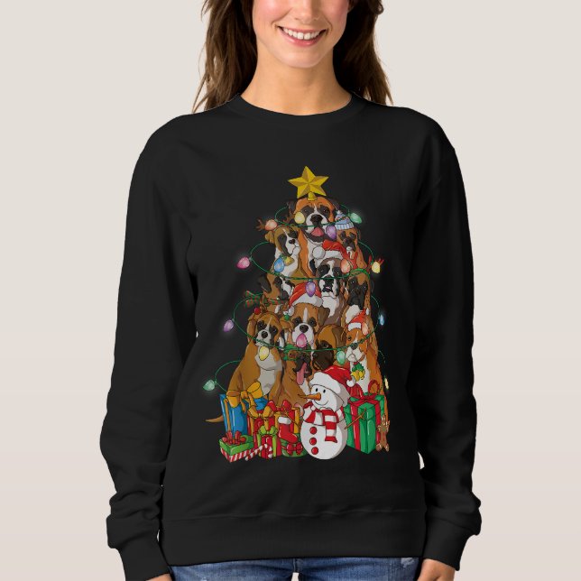 Sudadera Gracioso regalo de Boxer de árbol de Navidad Perro (Anverso)