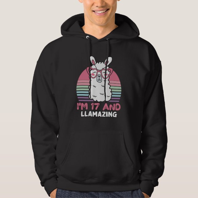 Sudadera Gracioso regalo de cumpleaños 17 de Llama Adorable (Anverso)
