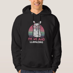 Sudadera Gracioso regalo de cumpleaños 45 de Llama Adorable