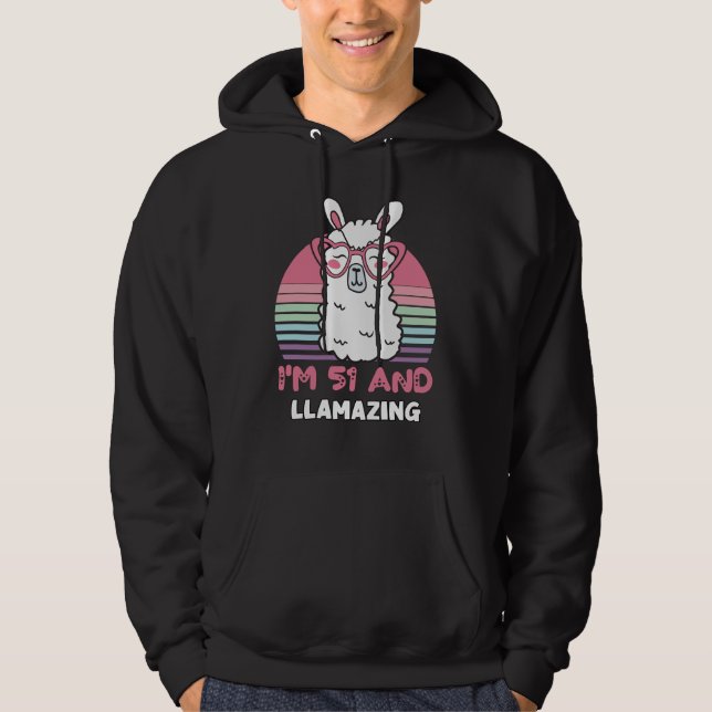 Sudadera Gracioso regalo de cumpleaños 51ª Llama Adorable p (Anverso)