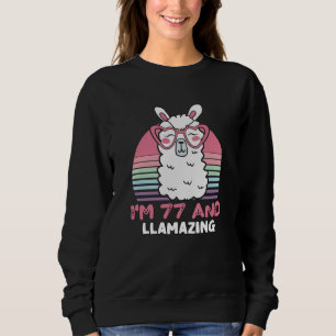 Sudadera Gracioso regalo de cumpleaños 77 de Llama Adorable