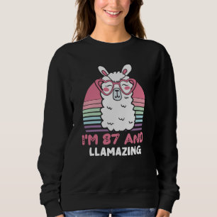 Sudadera Gracioso regalo de cumpleaños 87 de Llama Adorable