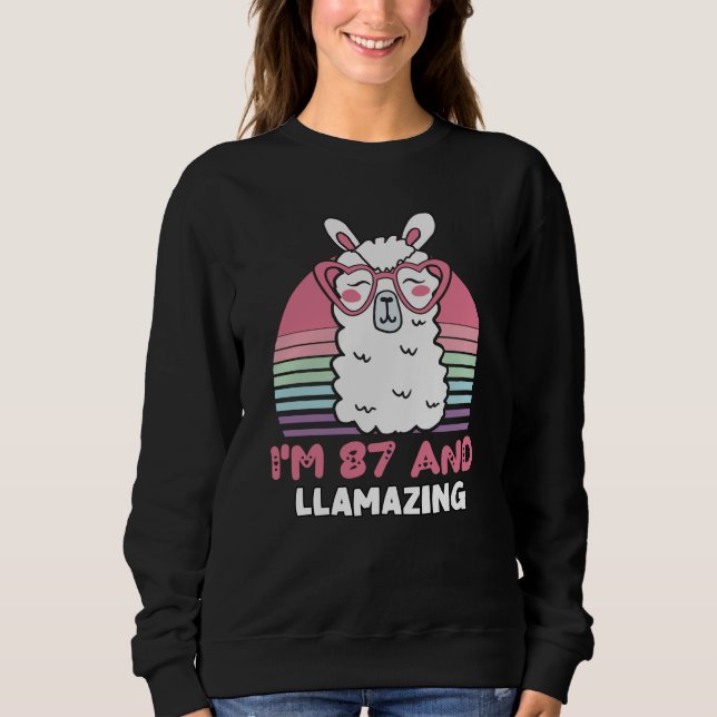 Sudadera Gracioso regalo de cumpleaños 87 de Llama Adorable (Anverso)