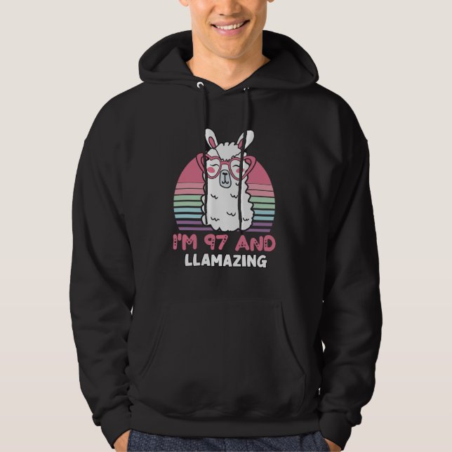 Sudadera Gracioso regalo de cumpleaños 97 de Llama Adorable (Anverso)