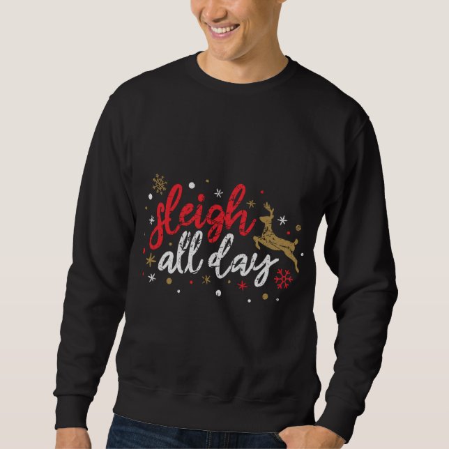 Sudadera Gracioso reno de Sleigh Todo El Día Navidades de N (Anverso)