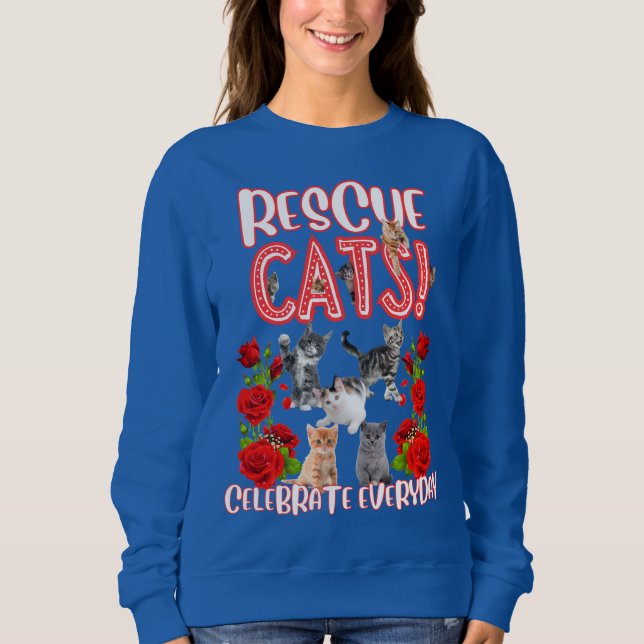 Sudadera Gracioso rescate de gatos y Rosas (Anverso)