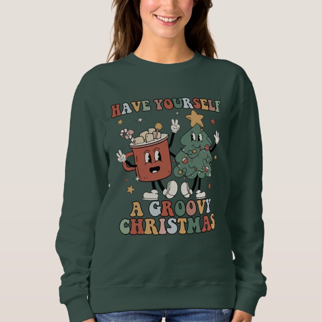 Sudadera Gracioso retro boho se ha convertido en un Navidad (Anverso)