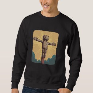 Sudadera Gracioso robot crucificado para creyentes, Jesús y