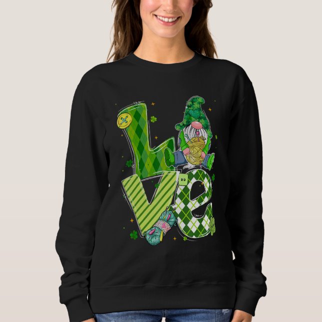 Sudadera Gracioso San Patrick S Day Knitus Gnomes Seamstres (Anverso)