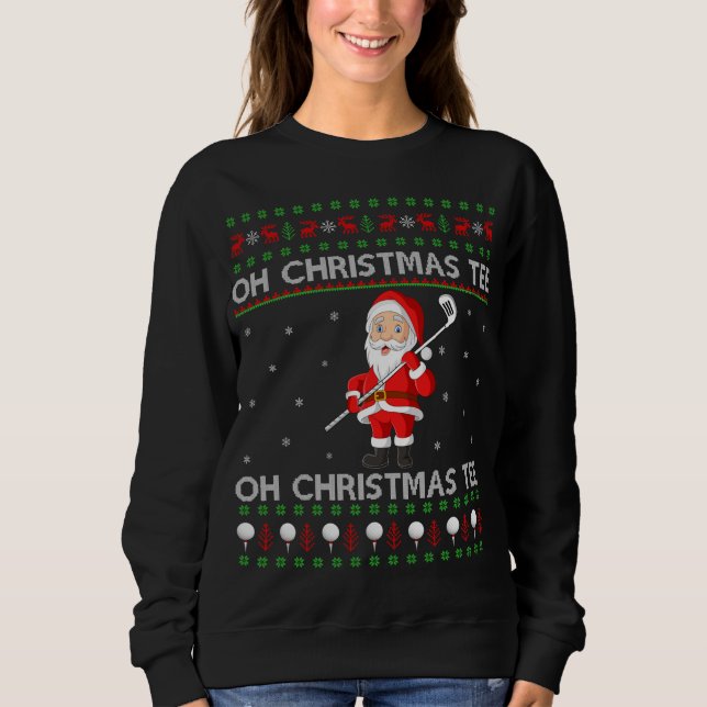 Sudadera Gracioso Santa Jugando Deportes De Golf Fea Christ (Anverso)