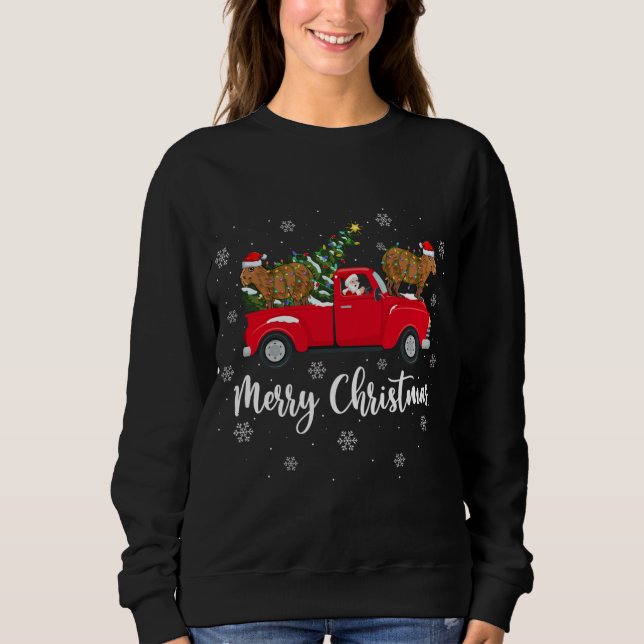 Sudadera Gracioso Santa Riding Christmas Tree Truck Capybar (Anverso)