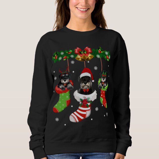 Sudadera Gracioso Schnauzer Árbol de Navidad zafa a Perro X (Anverso)