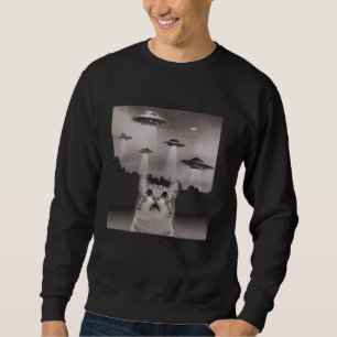 Sudadera Gracioso Selfie de Gato con OVNIs