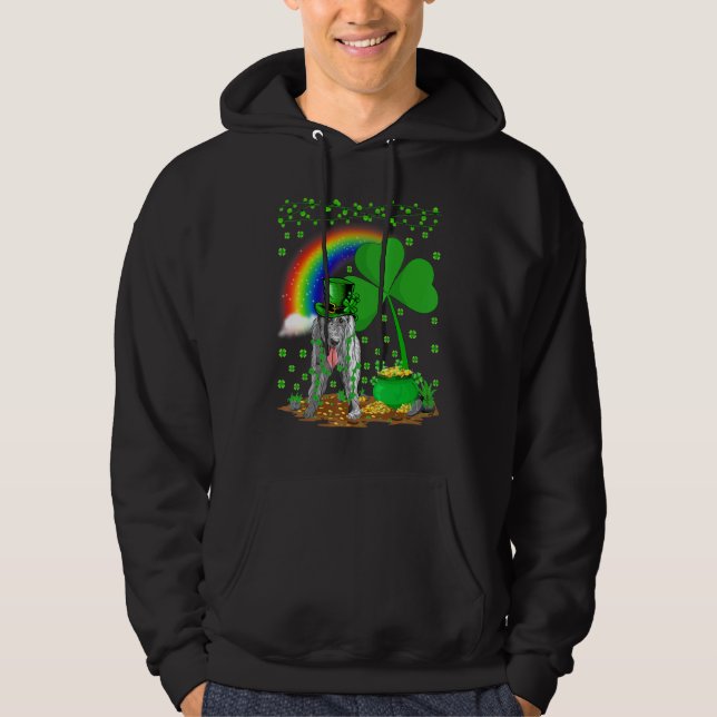 Sudadera Gracioso Shamrock Rainbow Irish Wolfhound Dog St P (Anverso)
