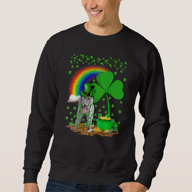 Sudadera Gracioso Shamrock Rainbow Irish Wolfhound Dog St P (Anverso)