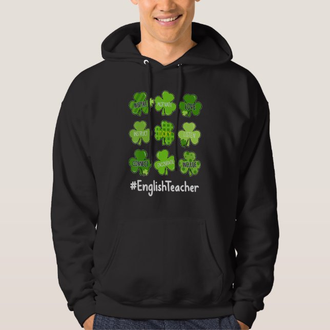 Sudadera Gracioso Shamrock Teach Love English Teacher St Pa (Anverso)