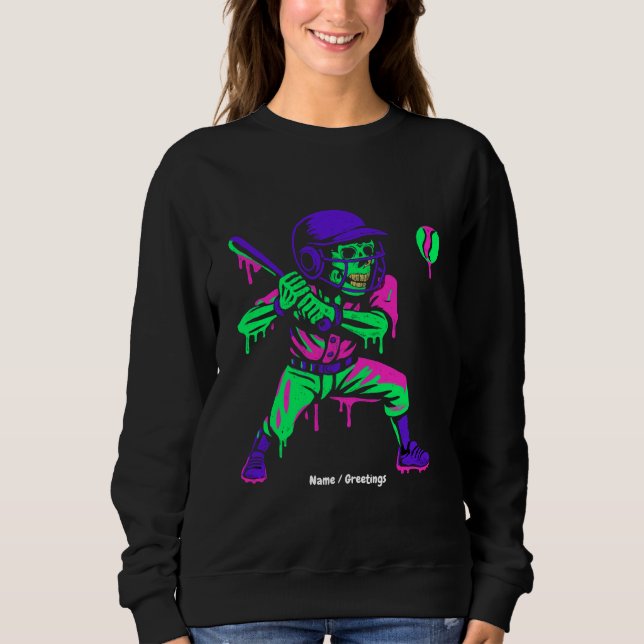 Sudadera Gracioso Skeleton Batting Ice Cream Driting Baseba (Anverso)