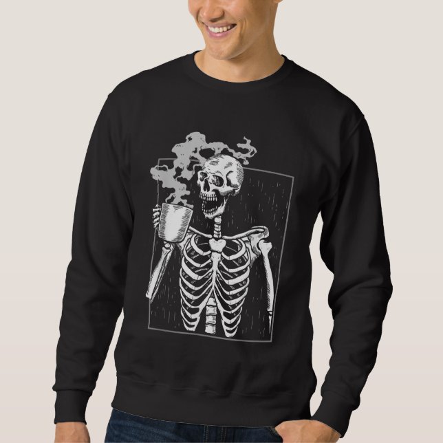 Sudadera Gracioso Skeleton Beber café Caffeine Lover Coff (Anverso)