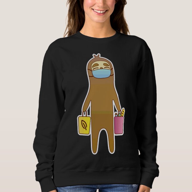 Sudadera Gracioso Sloth En El Tema Covid 19 (Anverso)