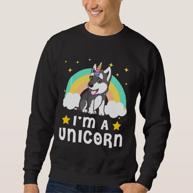 Sudadera Gracioso Soy Un Perro Husky Siberiano Unicornio (Anverso)