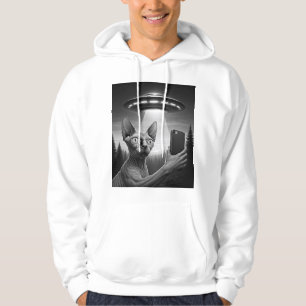 Sudadera Gracioso Sphynx Cat Selfie Ufo Alien Abducción Are