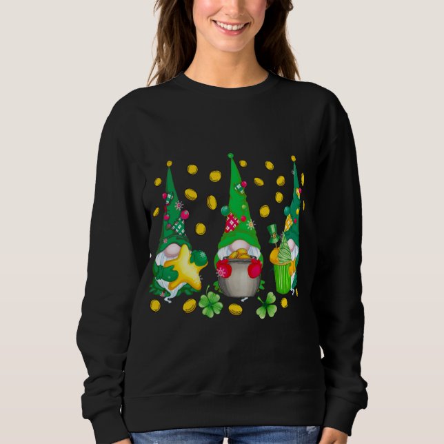 Sudadera Gracioso St. Patrick's Day Gnome Irish Three Gnome (Anverso)