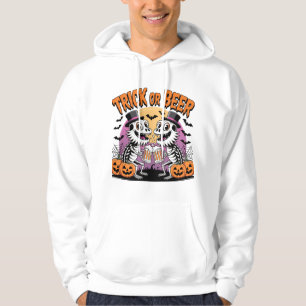 Sudadera Gracioso truco de Halloween o esqueletos de cervez
