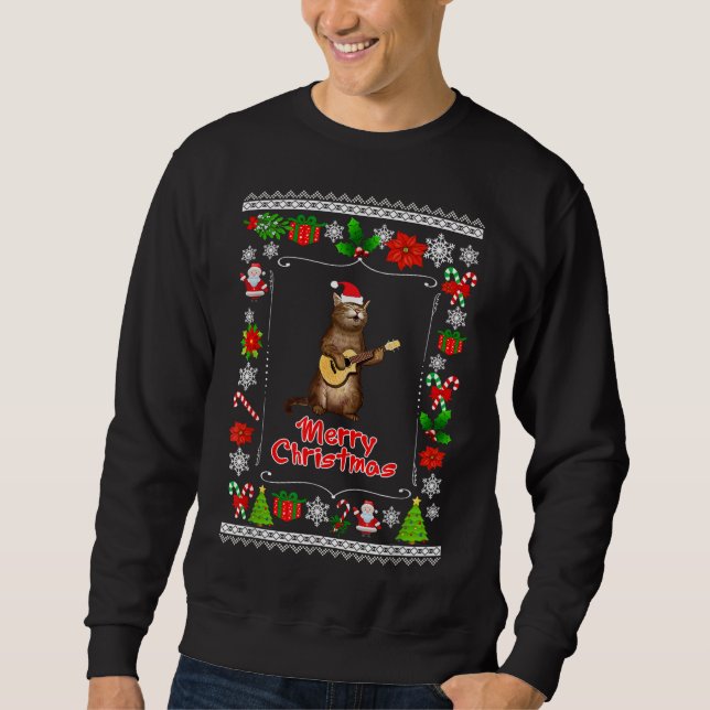 Sudadera Graciosos amantes de los gatos feos de Navidad que (Anverso)