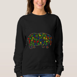 Sudadera Graciosos animales Hippo Rompiendo trozos de autis